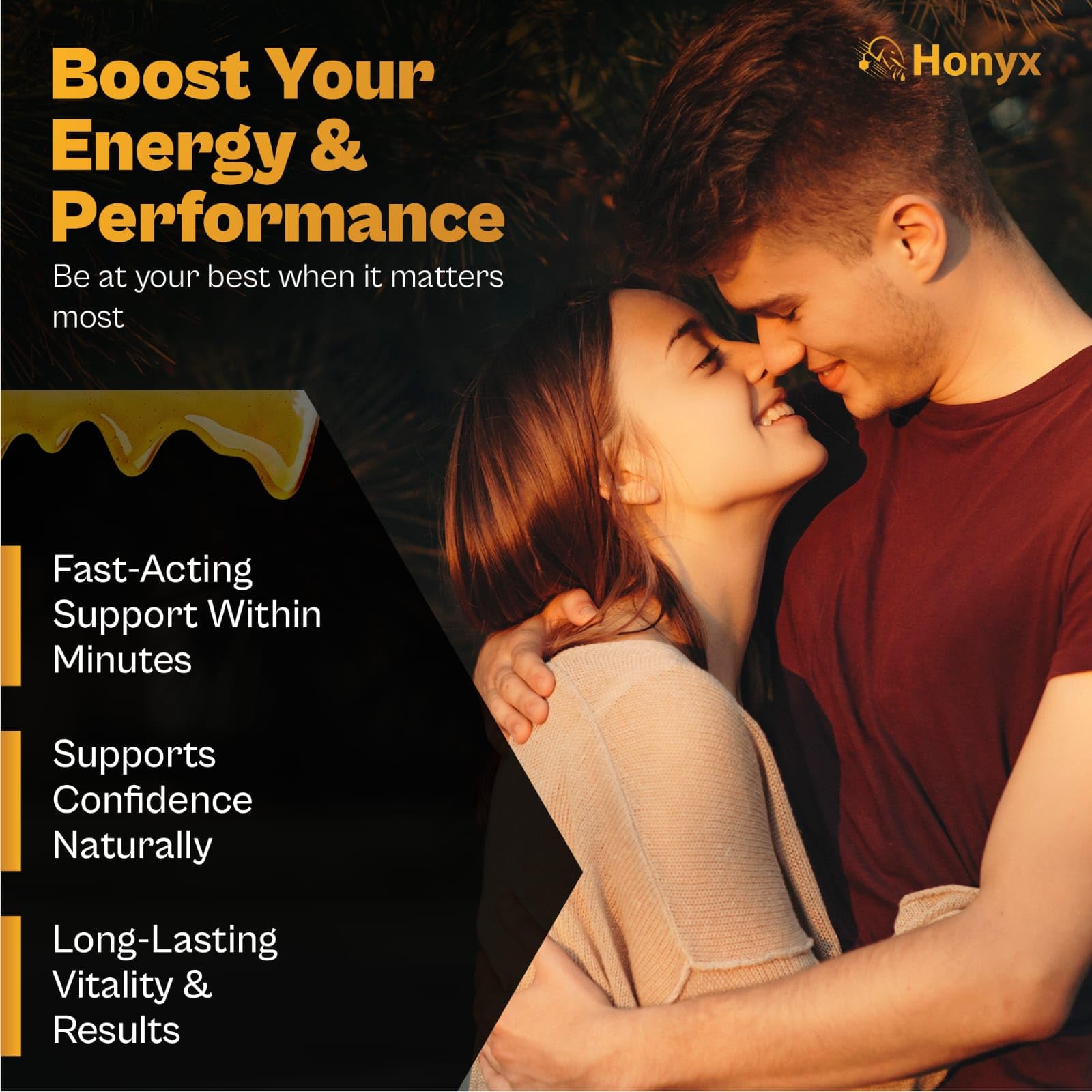 HONYX Power Honey single stick closeup highlighting tear notch and spill-free design