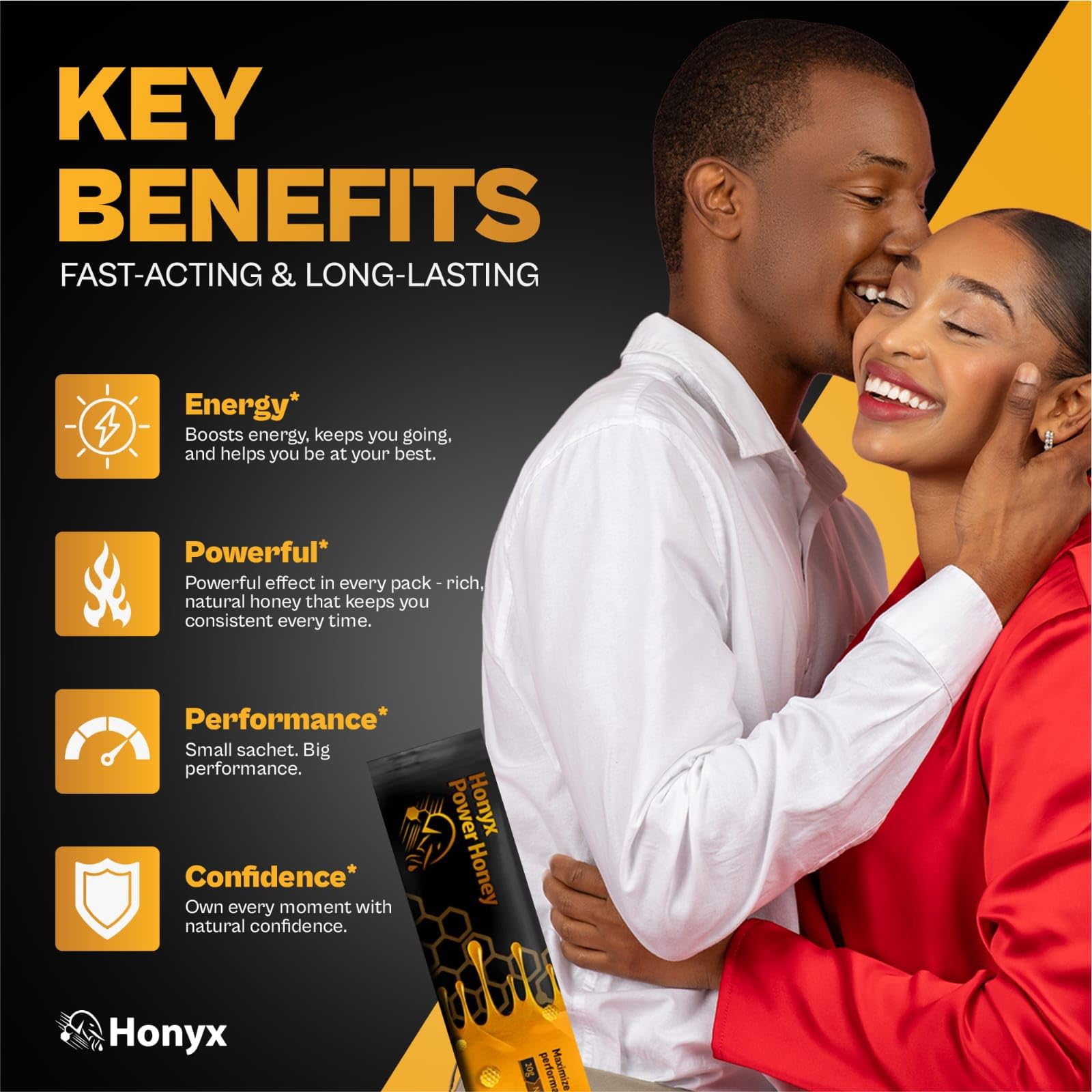 HONYX Power Honey sticks in hand to show scale and portable single‑serve benefit