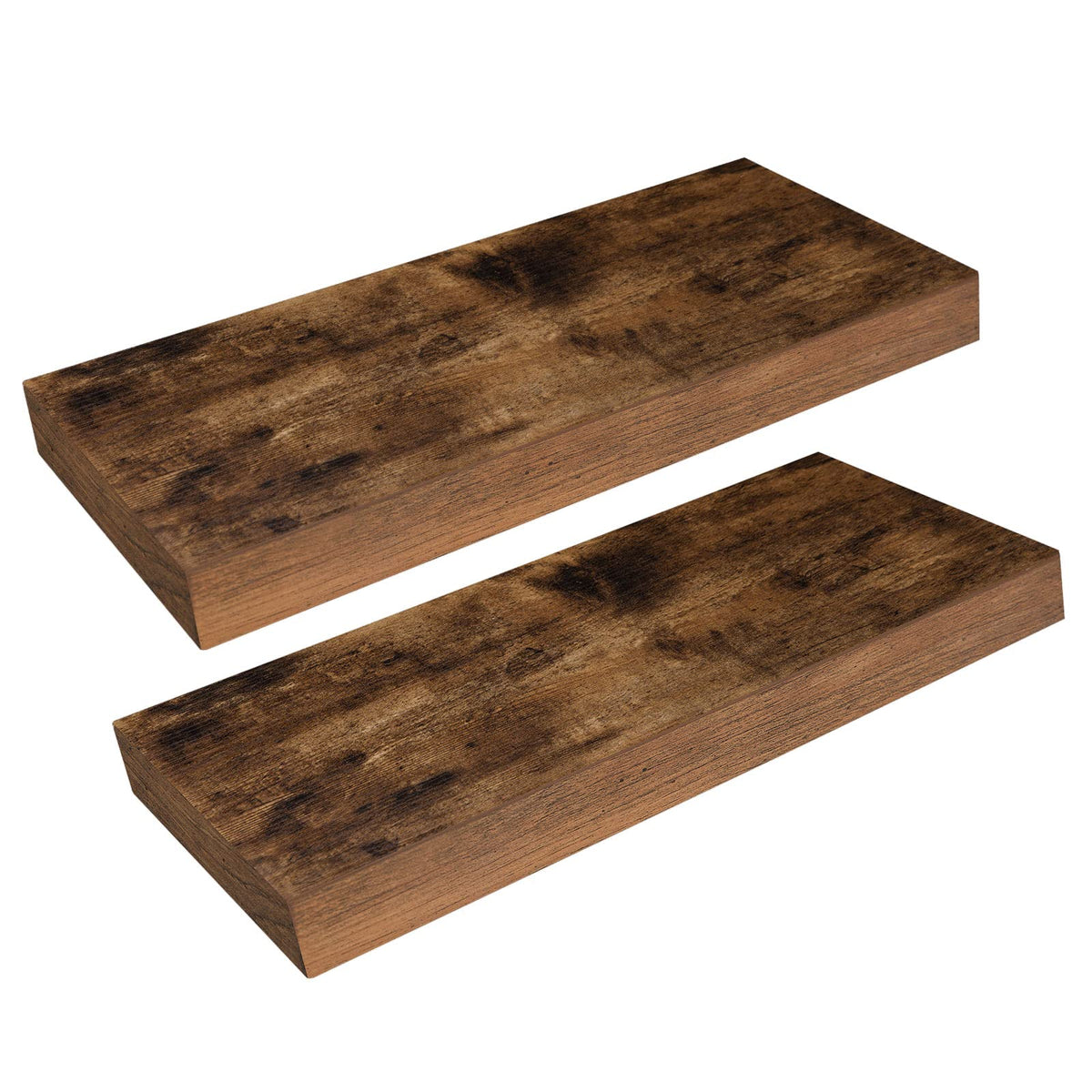 HOOBRO front view of rustic brown floating shelf showing clean lines and warm finish