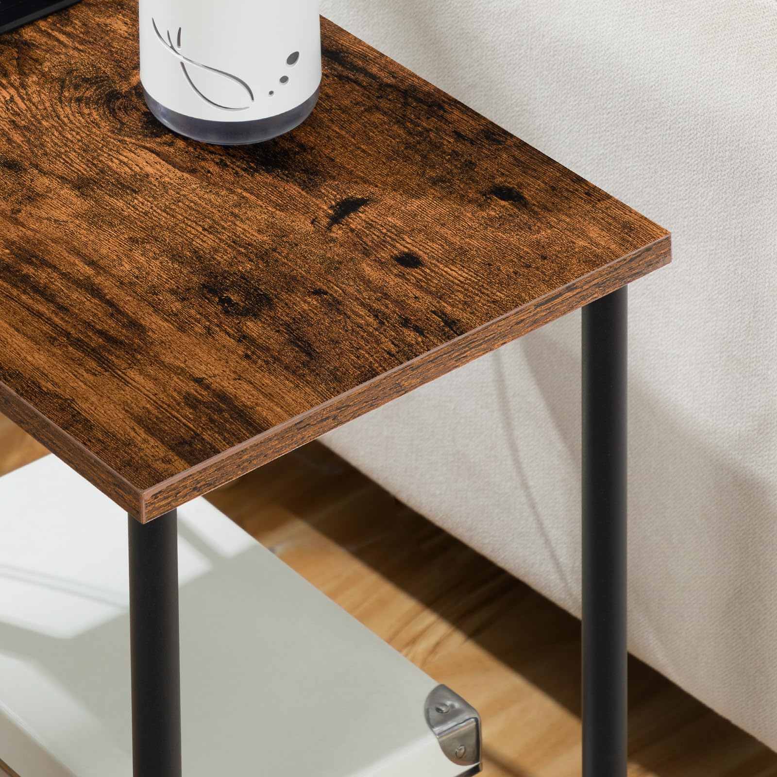 HOOBRO side table with phone and laptop charging to demonstrate simultaneous charging