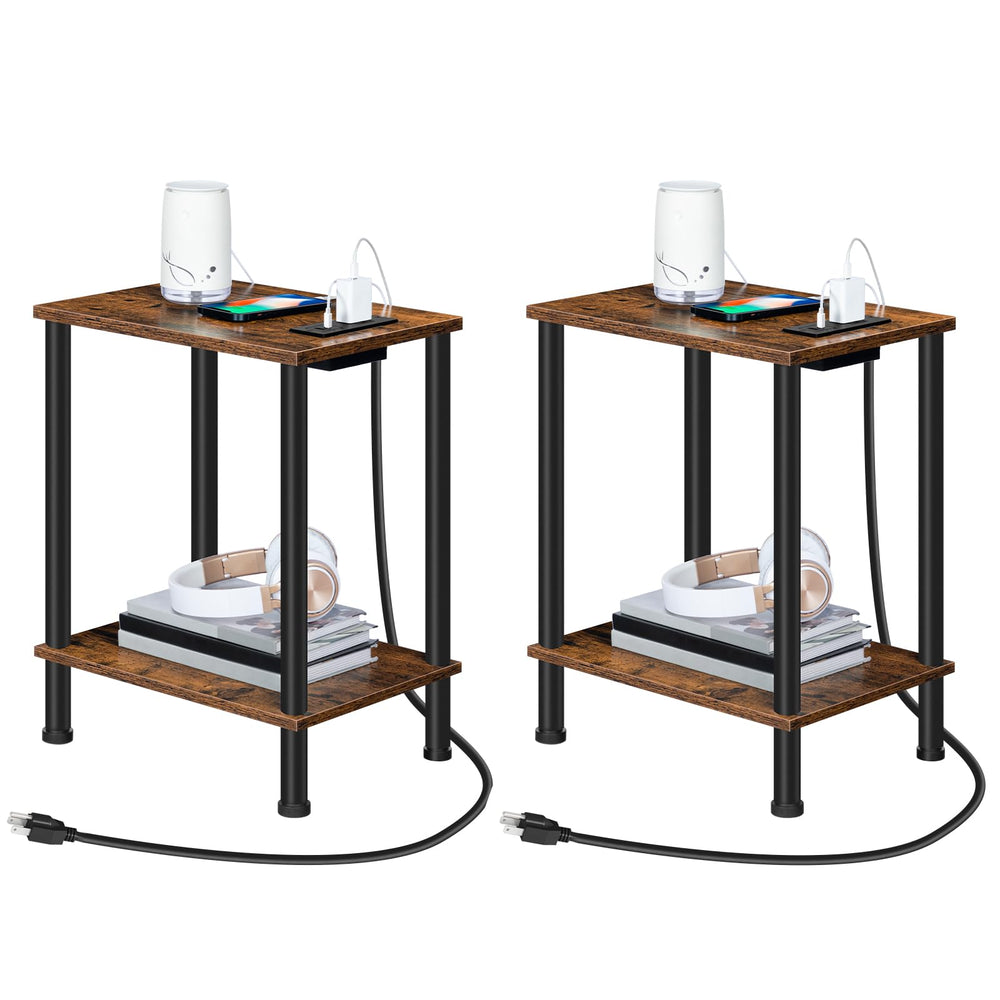 HOOBRO front view of side table showing compact silhouette and storage benefit