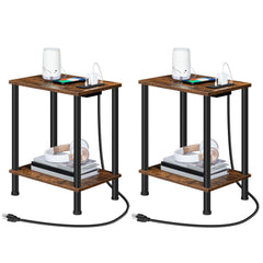HOOBRO front view of side table showing compact silhouette and storage benefit