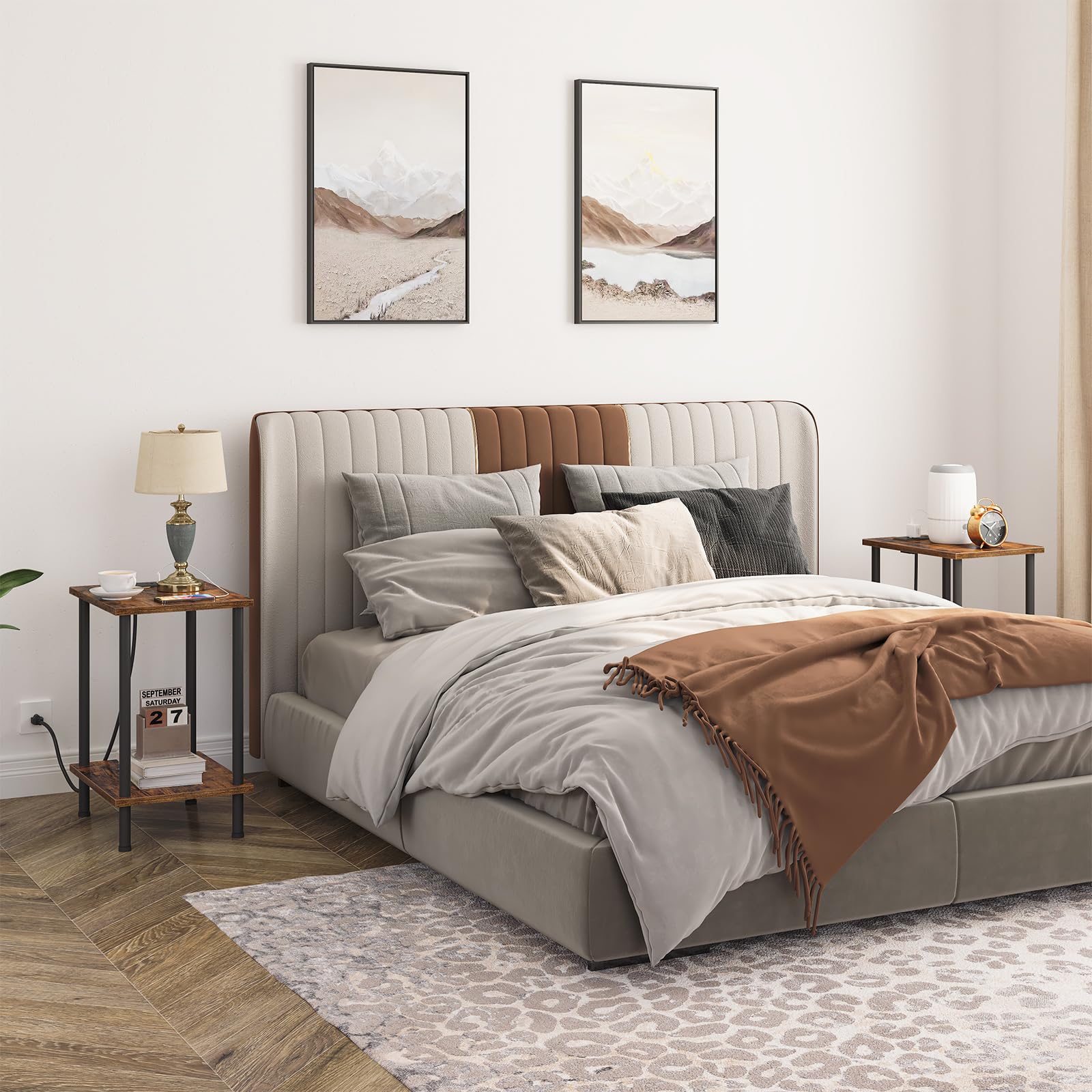 HOOBRO side table beside sofa to show scale and space-saving advantage