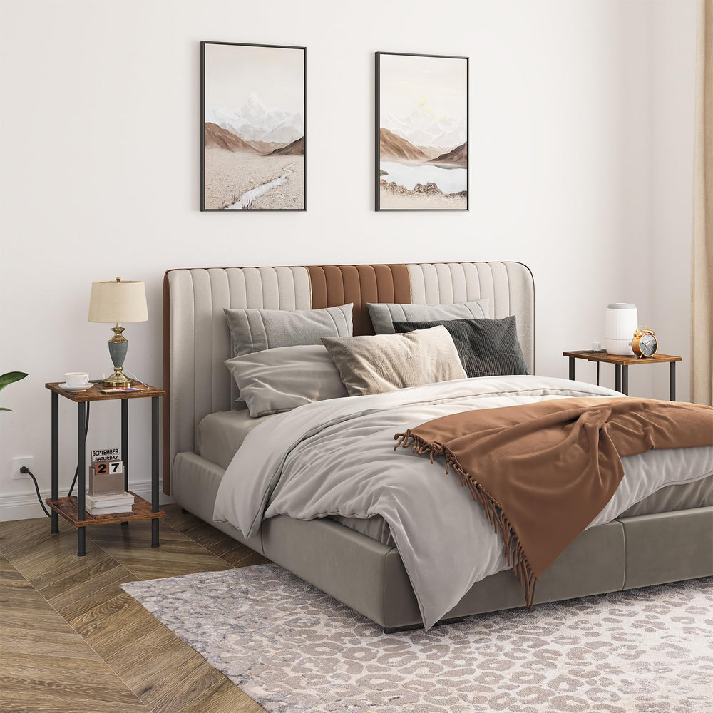 HOOBRO side table beside sofa to show scale and space-saving advantage