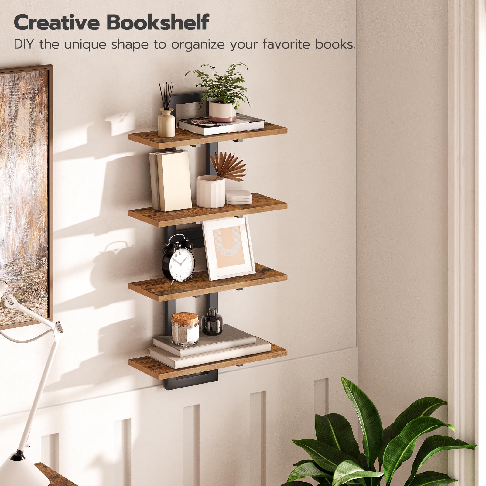 HOOBRO size comparison with common items showing 15 inch shelf scale for planning benefit