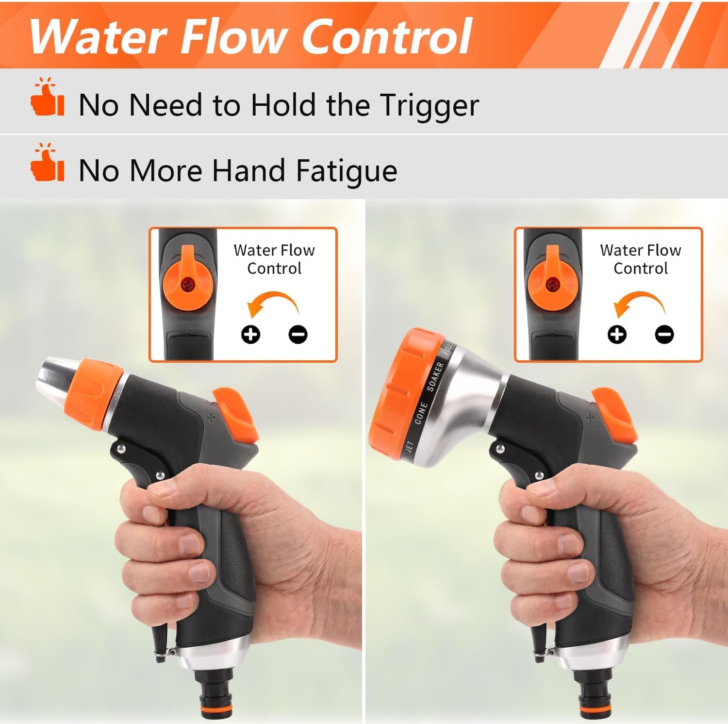 Hoofun 10-pattern nozzle misting delicate plants showing gentle watering benefit