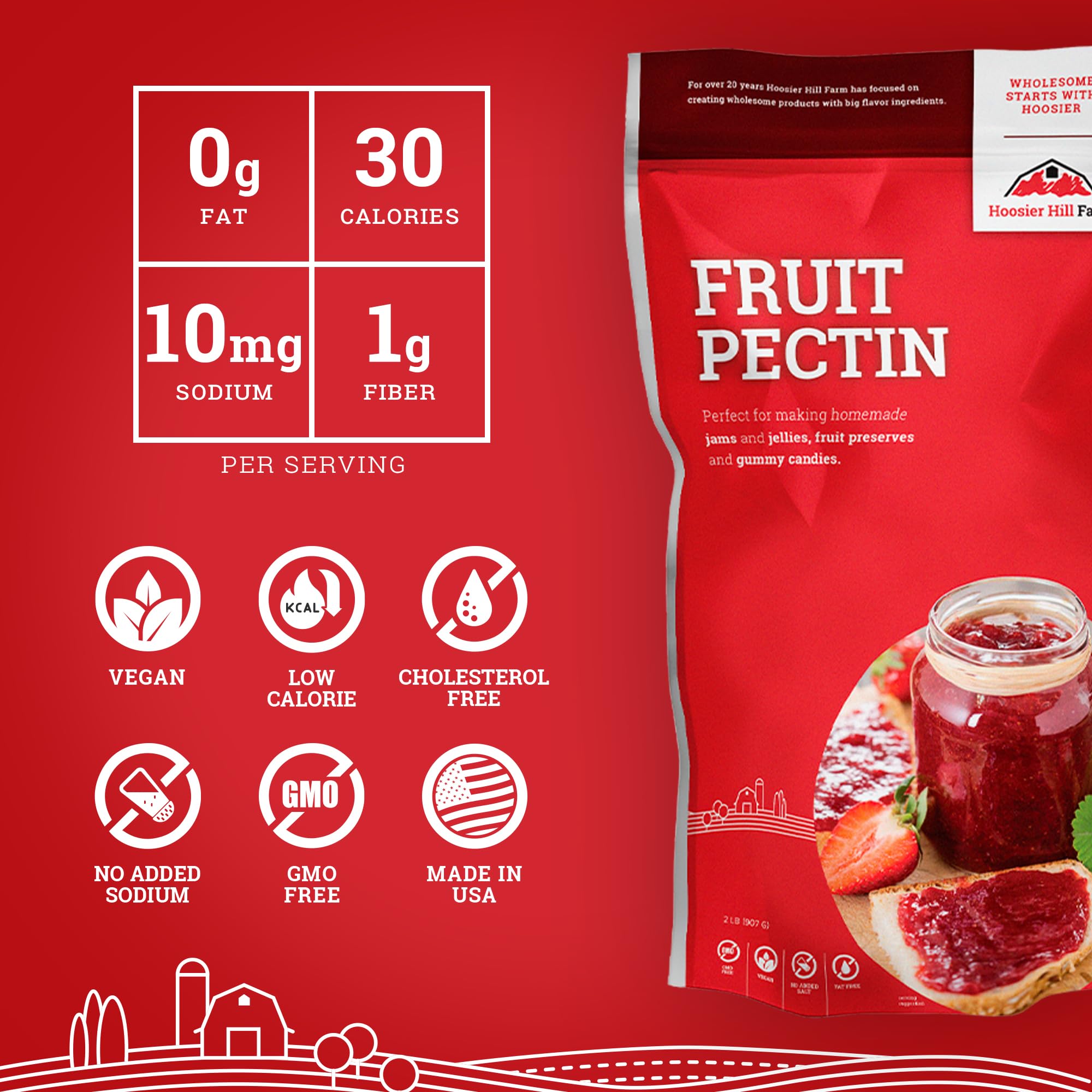 Hoosier Hill Farm pectin being stirred into fruit to create consistent jam set