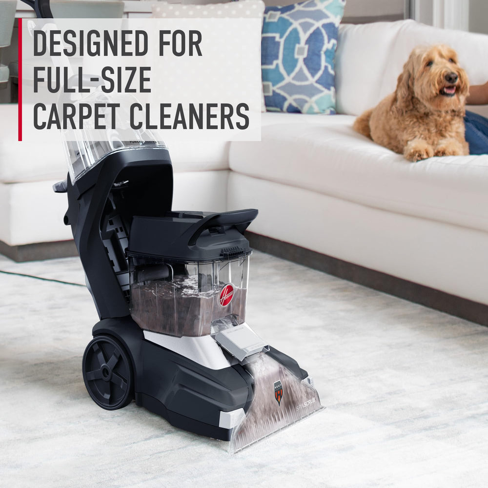 Hoover bottle staged by a bathroom rug showing fresh scent and whole-home cleaning benefit