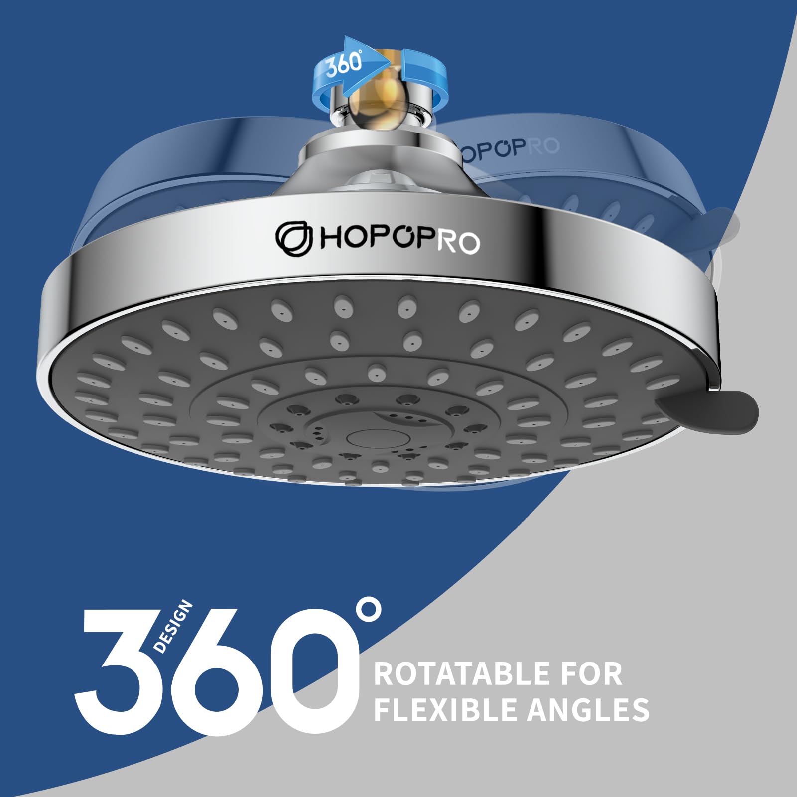 HOPOPRO installed on shower arm illustrating quick-install benefit