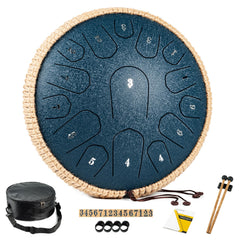 HOPWELL front view navy blue drum showing 15-note layout and portability