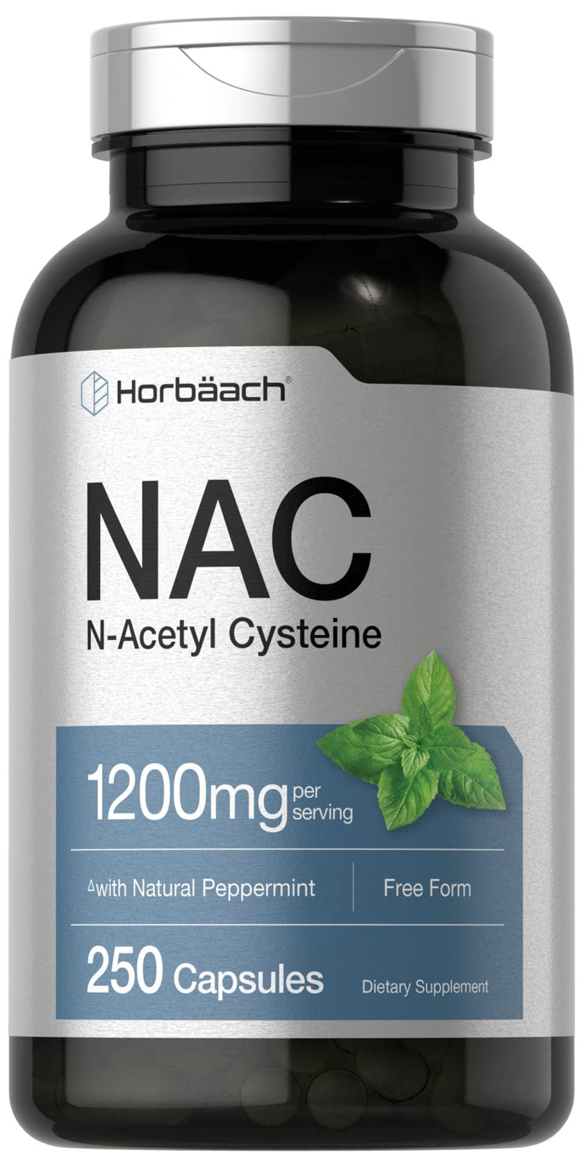 Horbäach bottle front packaging showing product and benefit of high potency