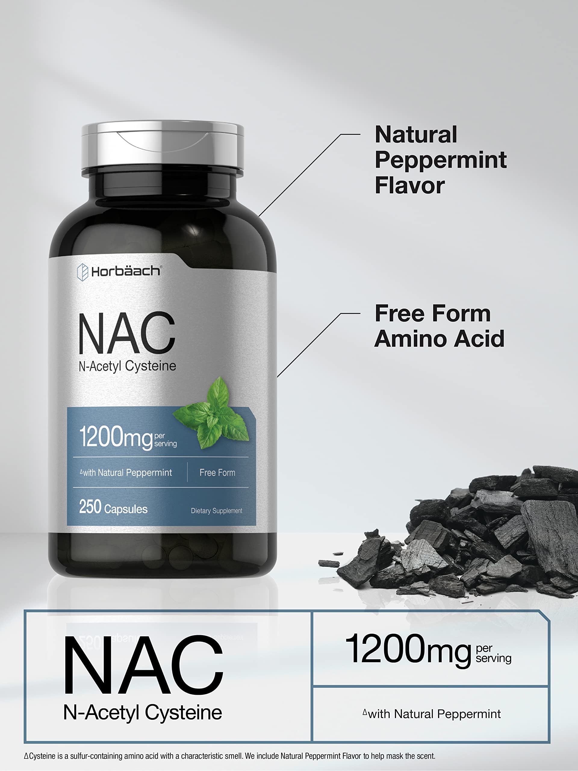 Horbäach powder texture detail emphasizing purity and free-form NAC