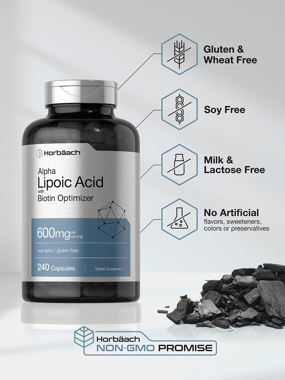 Horbäach capsules pouring from bottle into hand for convenient daily use