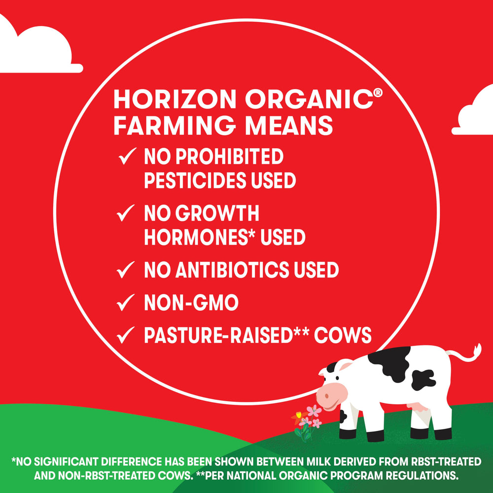 Horizon Organic cartons on store shelf showing availability and organic label clarity
