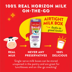 Horizon Organic pouring into glass demonstrating smooth texture and ready-to-drink benefit