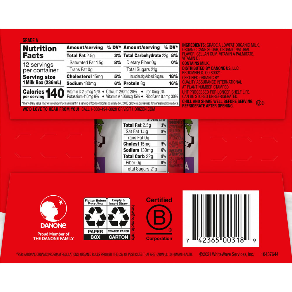 Horizon Organic carton and recycling symbol communicating recyclable packaging guidance