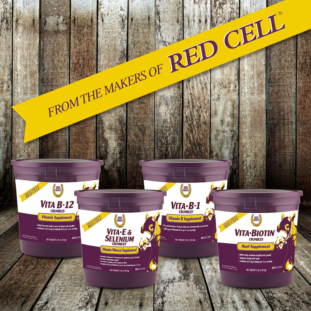 Horse Health horse eating supplement from a feed tub demonstrating palatability