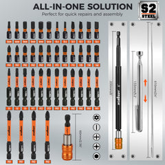 HORUSDY sockets and adapters laid out, demonstrating versatile size coverage