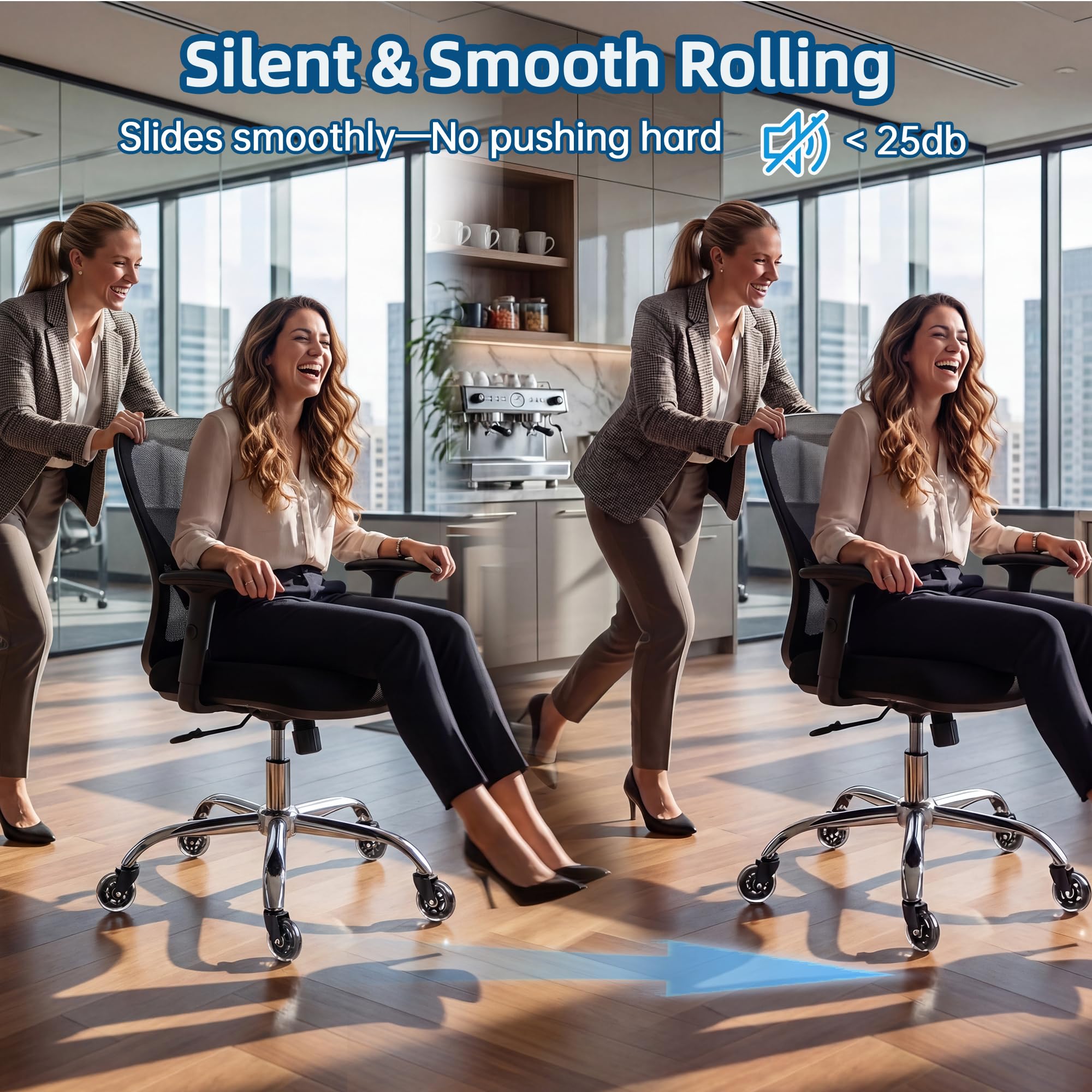 HOSALI casters gliding on carpet for stable, quiet movement