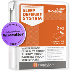 HOSPITOLOGY PRODUCTS front view showing smooth waterproof pillow encasement and clean finish
