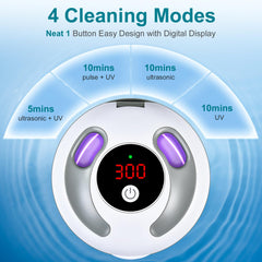Hossili in use with a clear aligner inside demonstrating gentle deep-cleaning action