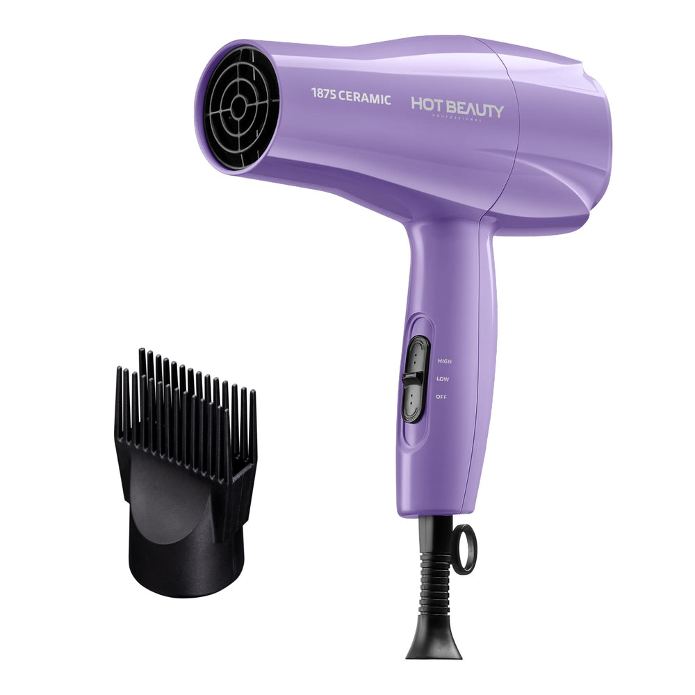 Hot Beauty front view of purple dryer showing compact design and fast drying benefit