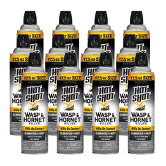 HOT SHOT front can showing 17.5 oz bonus size and long-range spray benefit