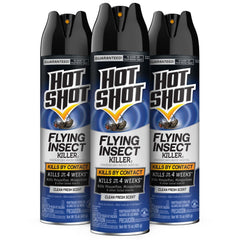 HOT SHOT front packaging showing 15 oz aerosol and clean scent benefit