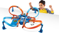 Hot Wheels motorized booster close-up demonstrating power for fast launches