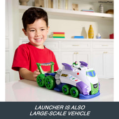 Hot Wheels launcher button detail demonstrating quick-launch function for fast play
