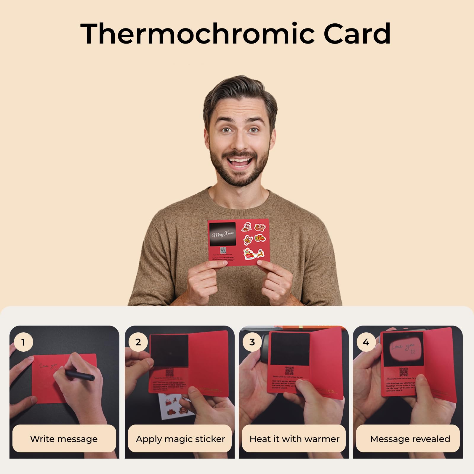 Hotdot thermochromic blessing card revealing message with heat for gifting fun