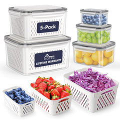 HOTEC front view of 5-piece set showing sizes and clear BPA-free benefit