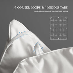 Hotel Grand corner loop and side tab detail demonstrating secure attachment to duvet cover