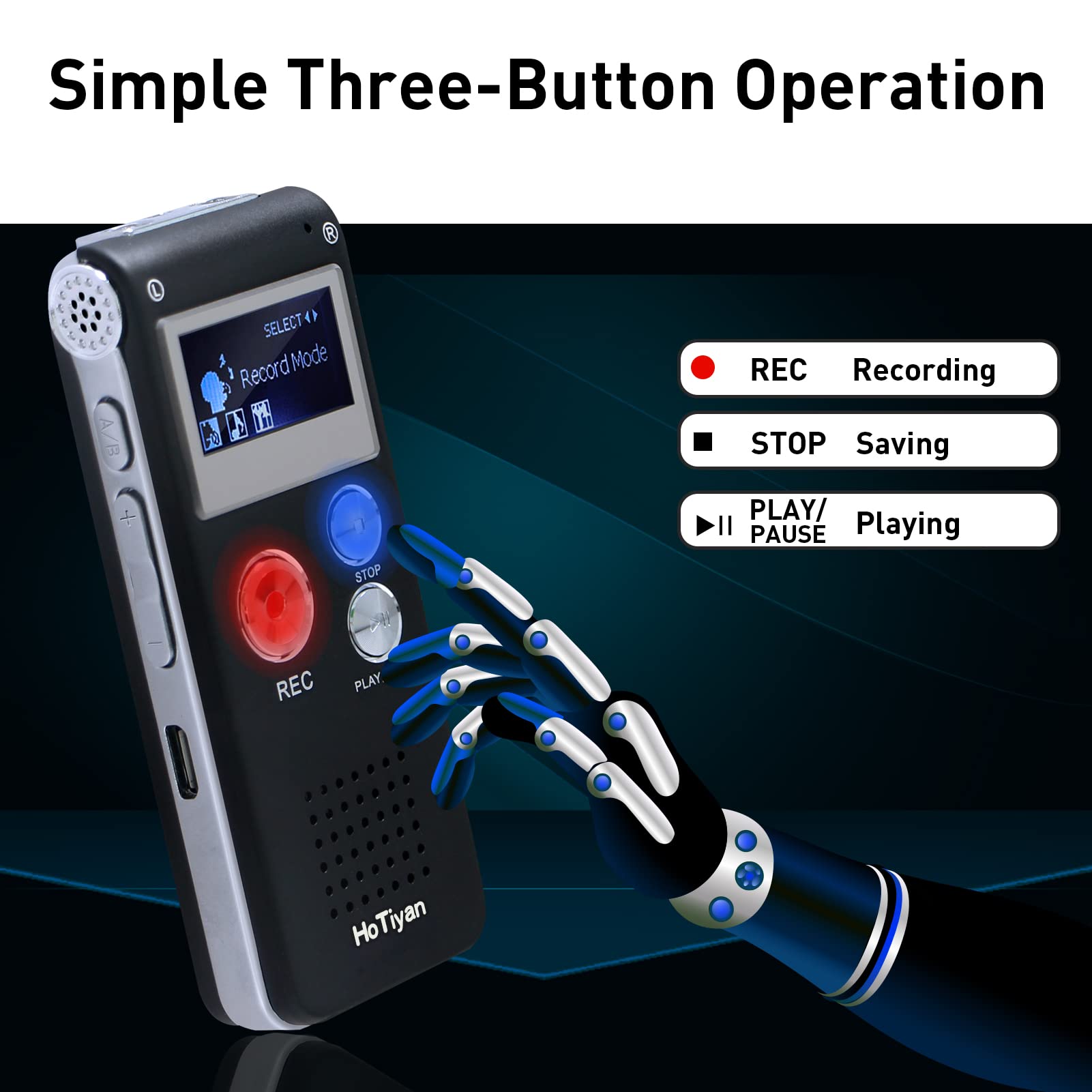 HoTiyan side ports and buttons showing USB and playback convenience