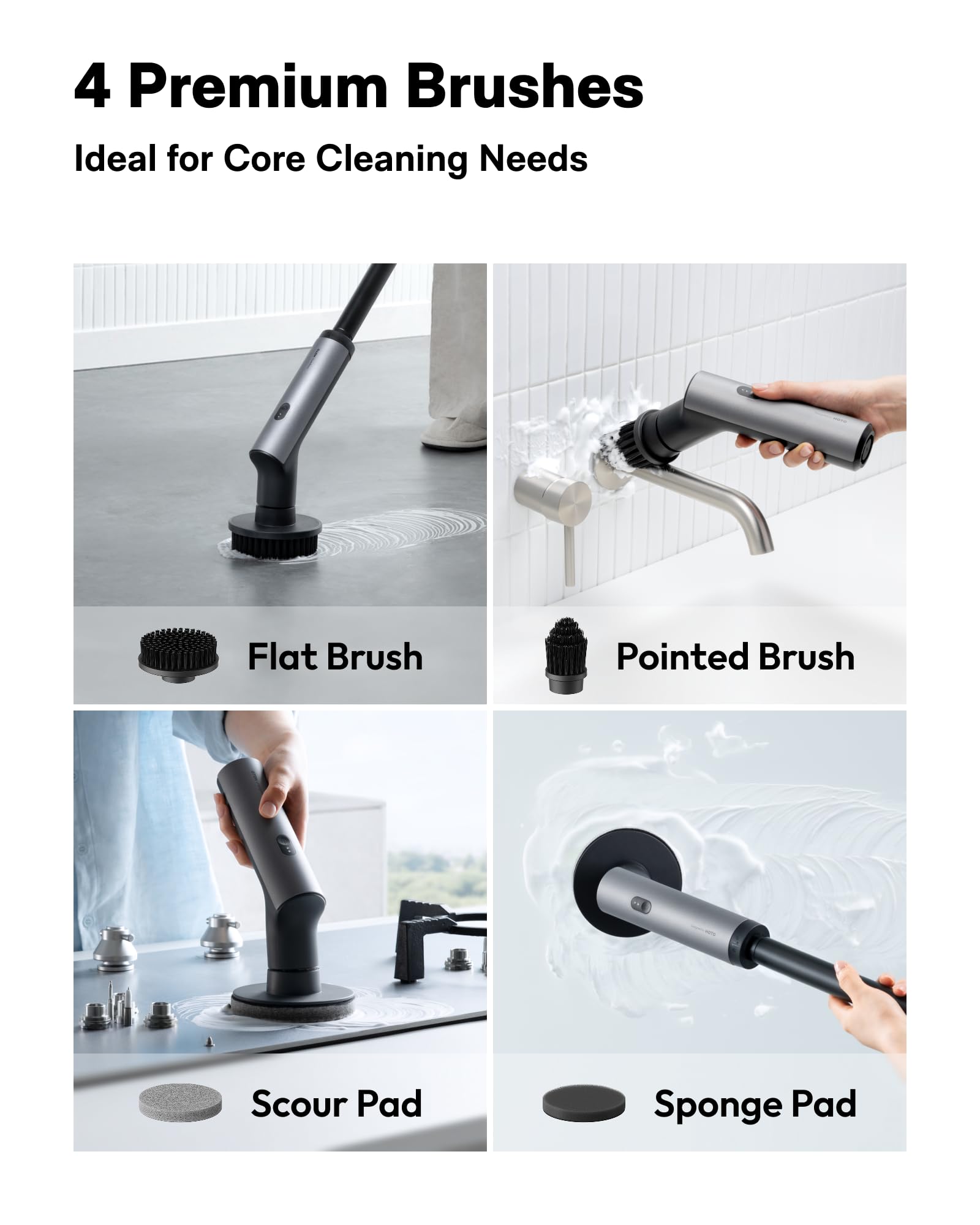 HOTO Swift pointed brush detail targeting grout lines for precise cleaning