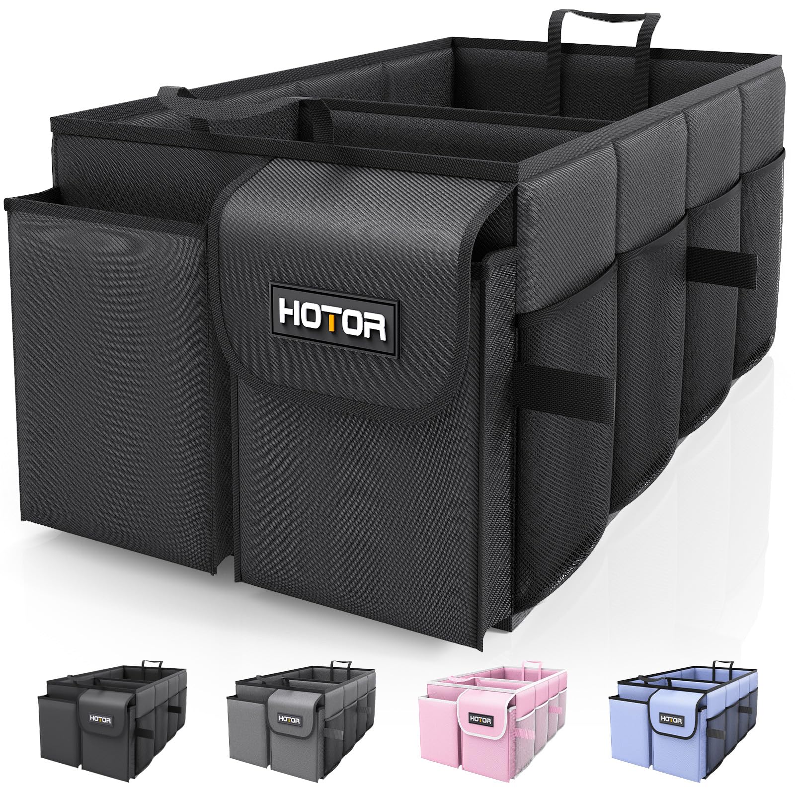 HOTOR front view showing organizer layout and immediate trunk benefits