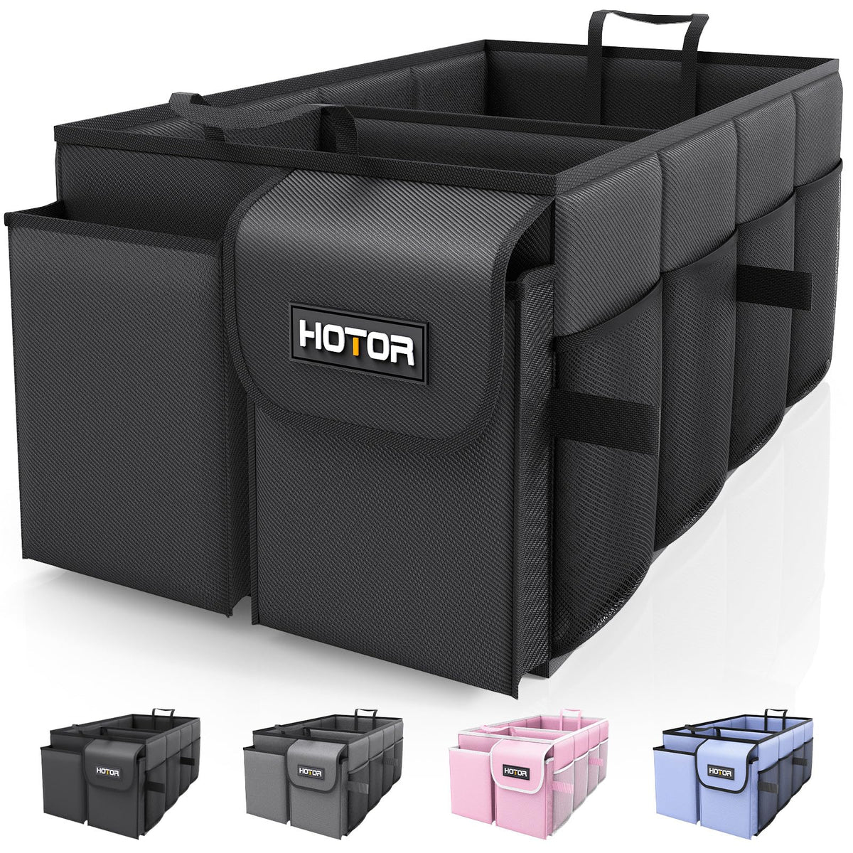 HOTOR front view showing organizer layout and immediate trunk benefits