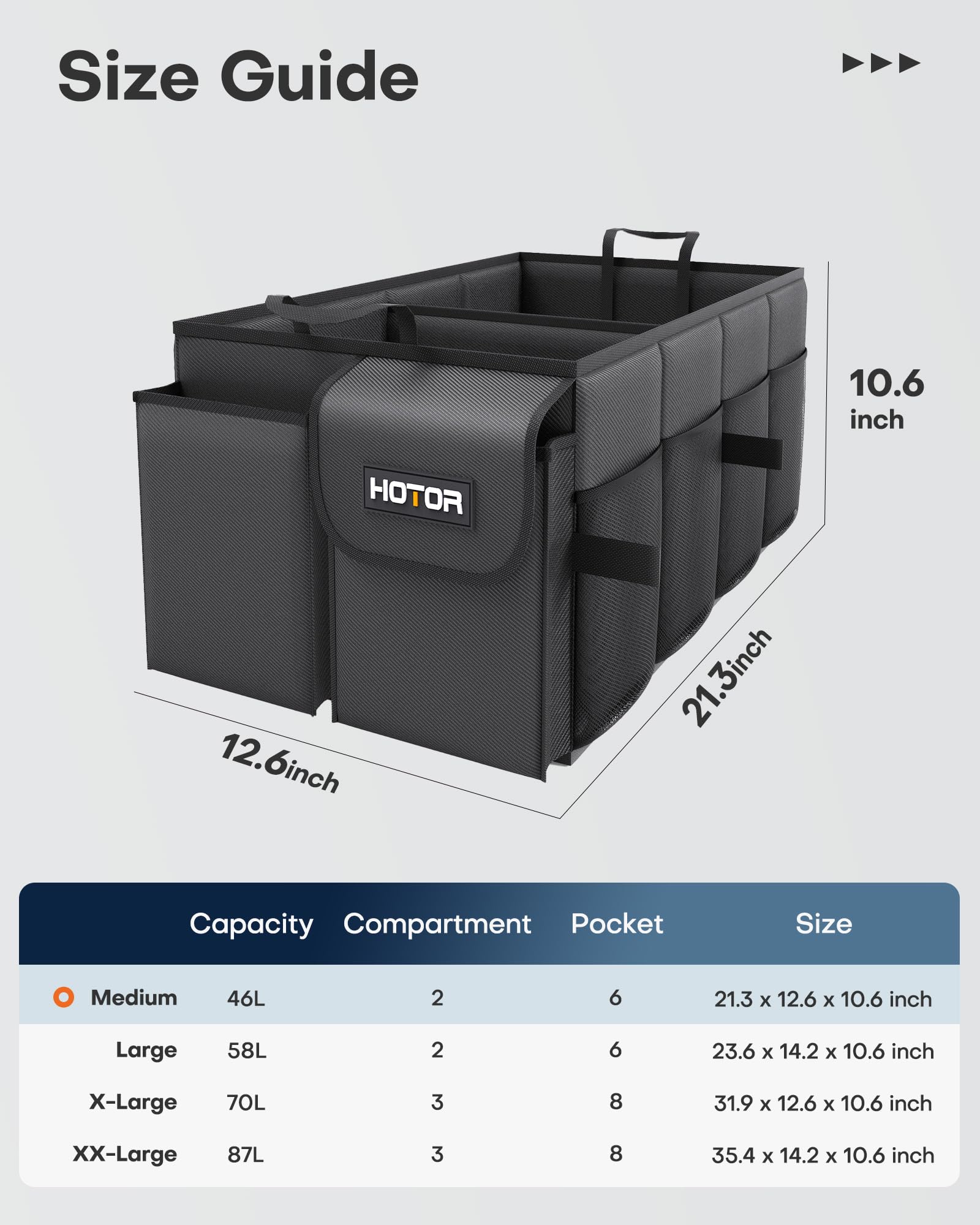 HOTOR close-up of mesh pocket showing quick-visibility and easy access