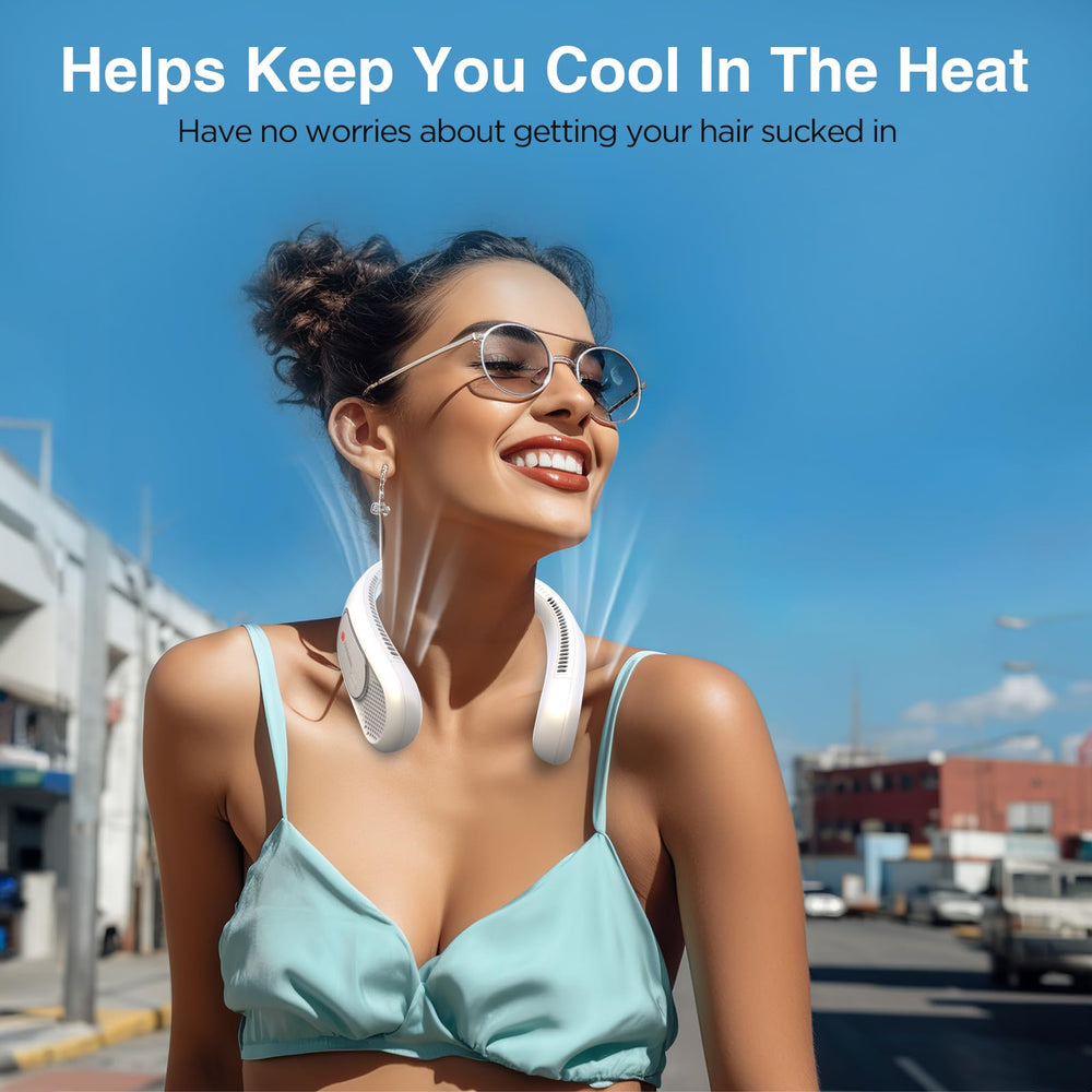 Hotsales neck fan side profile demonstrating lightweight shape and balance