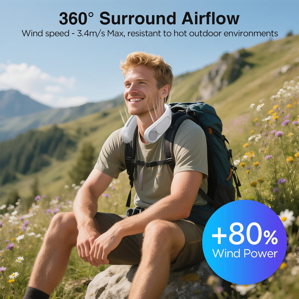 Hotsales neck fan beside a phone to show compact size advantage