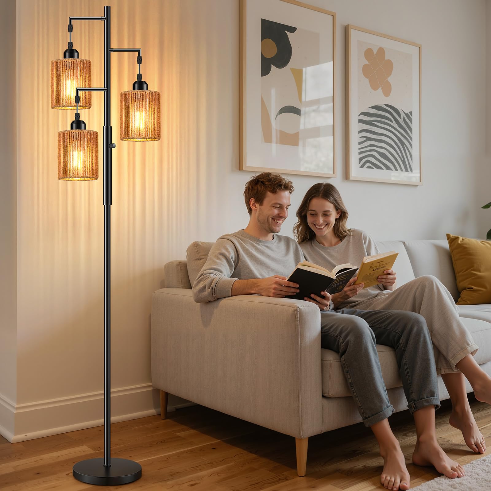 Hotsonic next to sofa for scale showing 72-inch height and placement options
