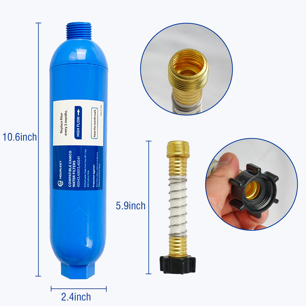 Hourleey closeup cutaway reveals GAC and KDF media for reduced chlorine and tastes