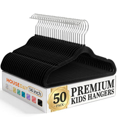 HOUSE DAY front view of 50-pack black hangers, quick closet refresh benefit