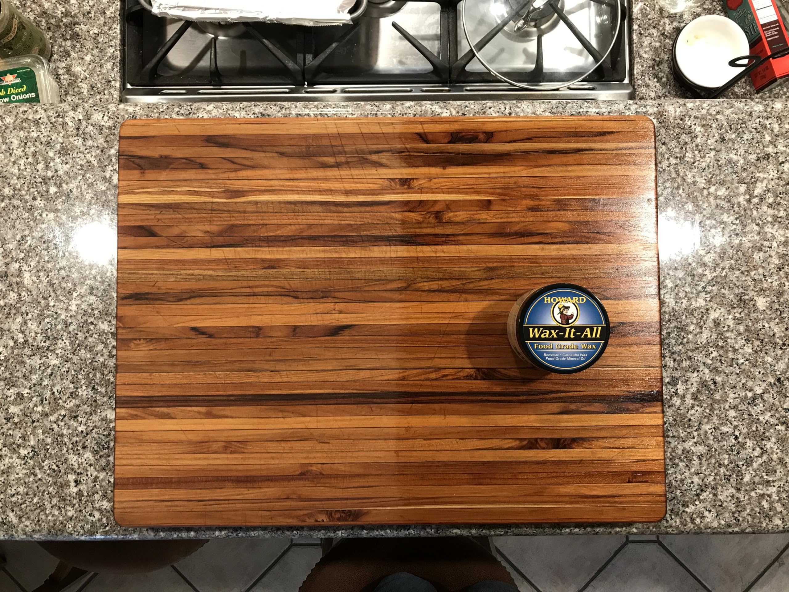 HOWARD used on kitchen counter demonstrating safe, polished surface