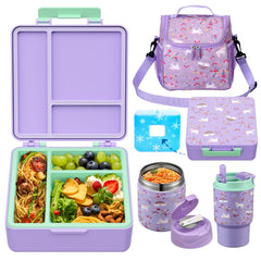 Howeemo front view of full bento lunch set showing contents and bag benefit organization