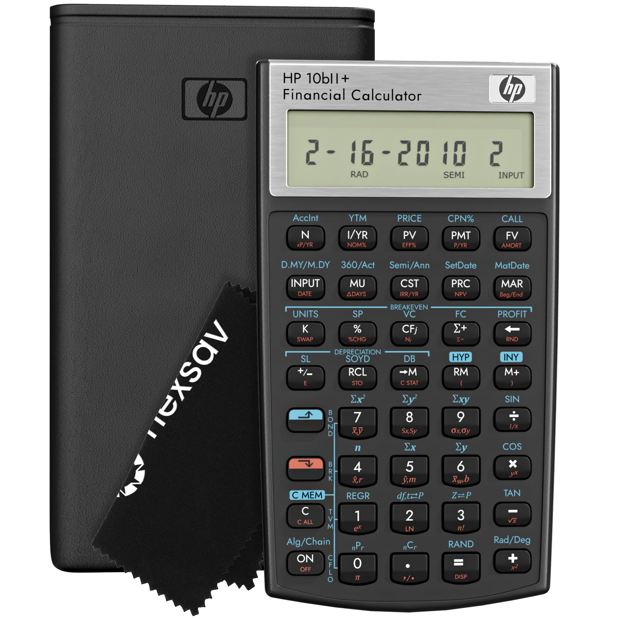 HP 10bII+ front view showing compact case and ready-to-use display