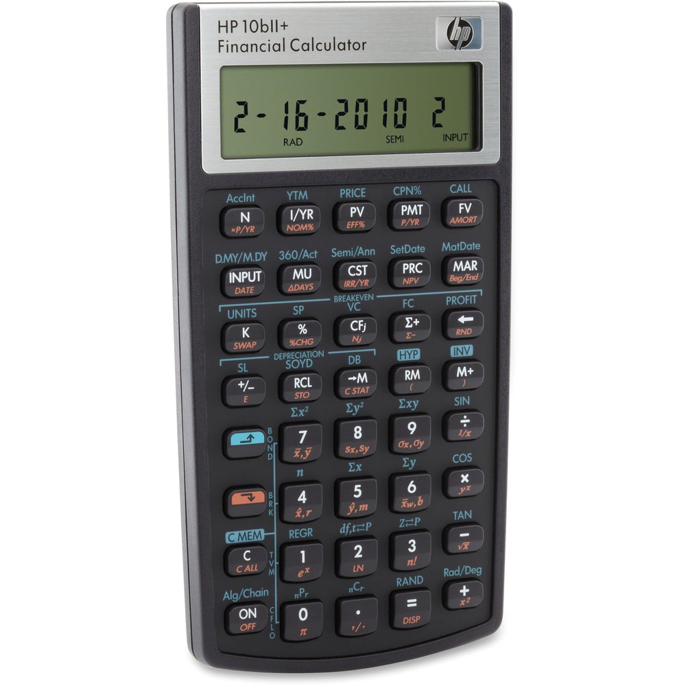 HP 10bII+ in use on desk with documents demonstrating quick financial calculations