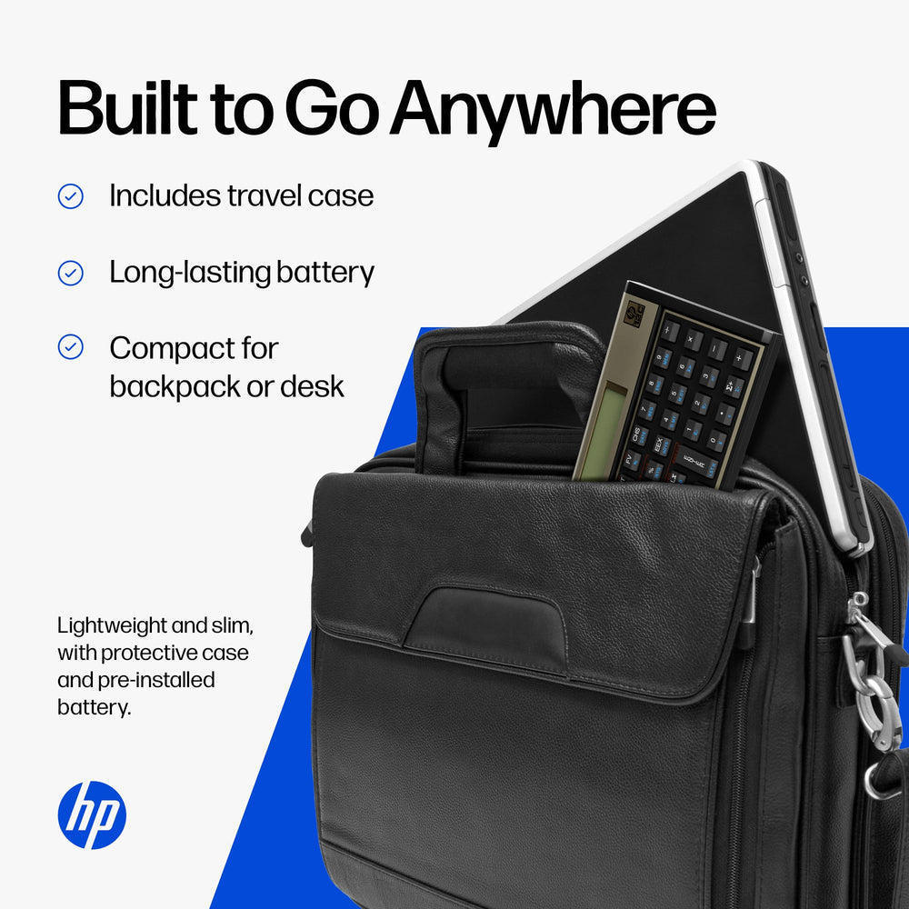 HP 12C in protective case with cleaning cloth for safe storage and upkeep