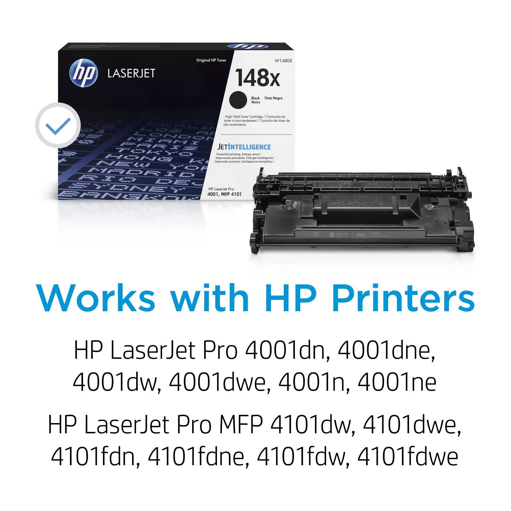 HP 148X side label close-up highlighting compatibility and model W1480X for easy identification