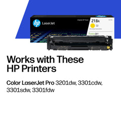 HP 218A yellow cartridge side label visible for quick model verification